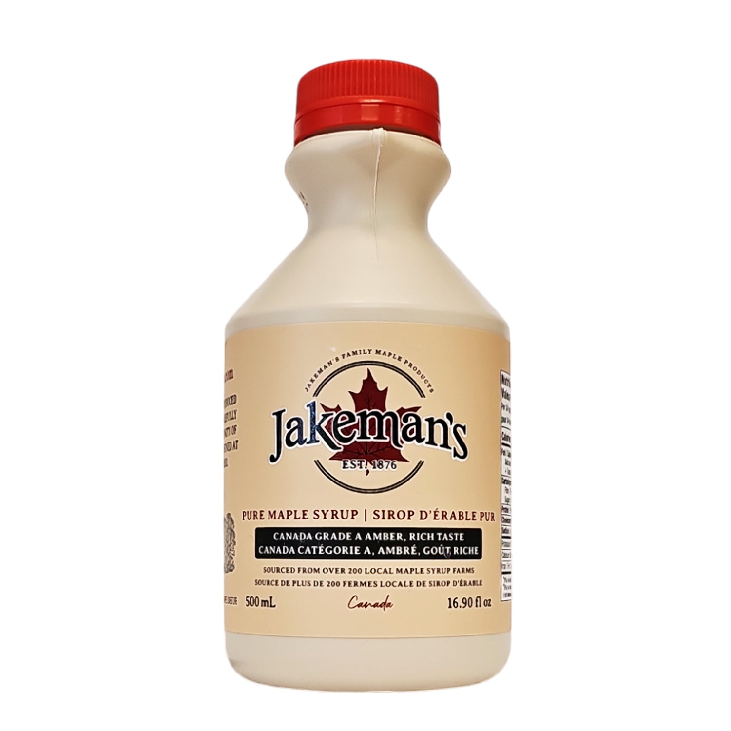 Sirop d'rable pur Jakeman's en bidons en plastique de 500 ml Sirop d'rable pur Jakeman's en bidons en plastique de 500 ml